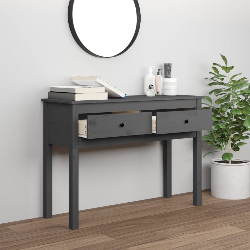 Konsolipöytä harmaa 100x35x75 cm täysi mänty - Sisustajankoti.fi