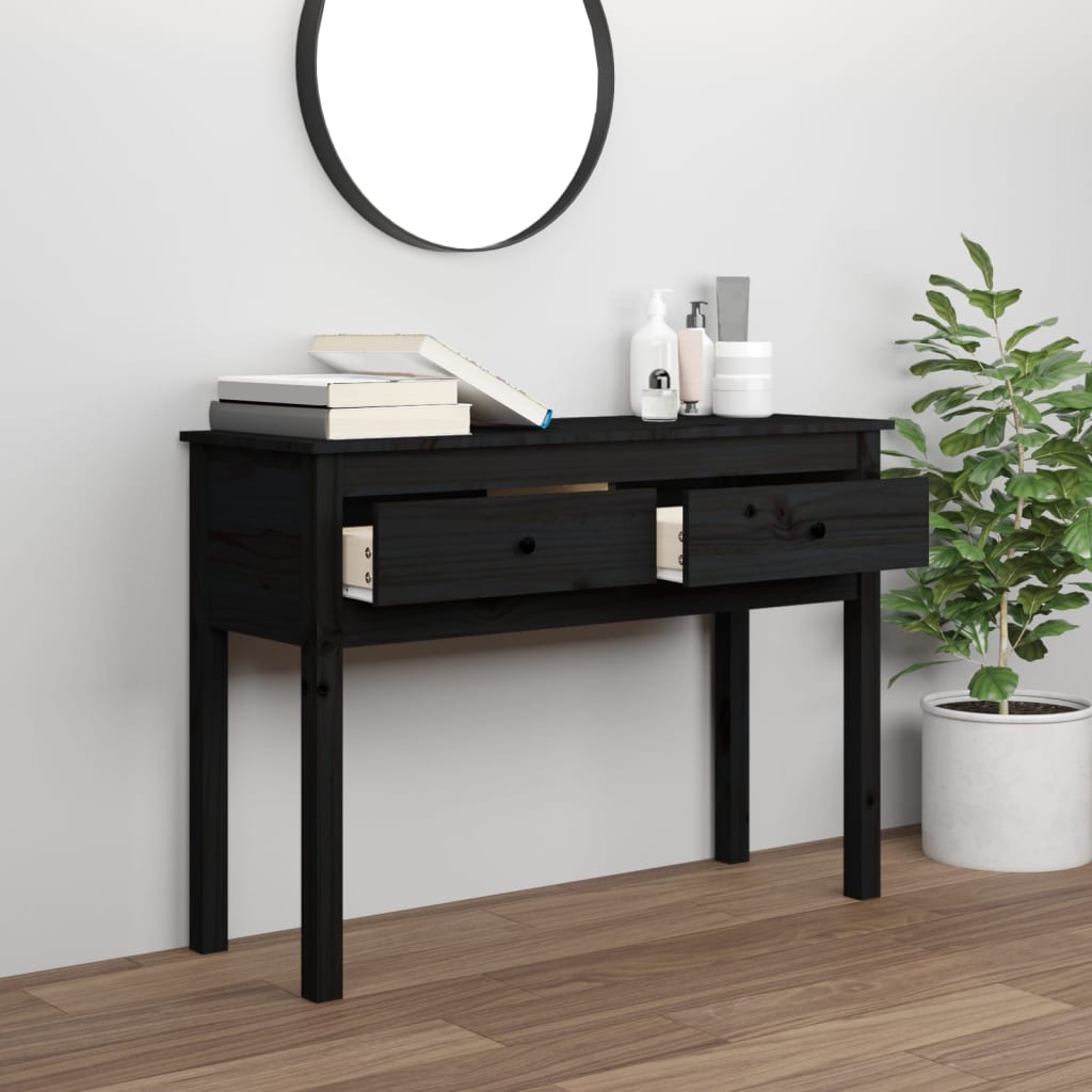 Konsolipöytä musta 100x35x75 cm täysi mänty - Sisustajankoti.fi