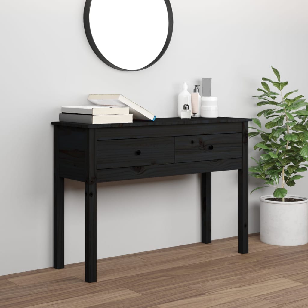 Konsolipöytä musta 100x35x75 cm täysi mänty - Sisustajankoti.fi