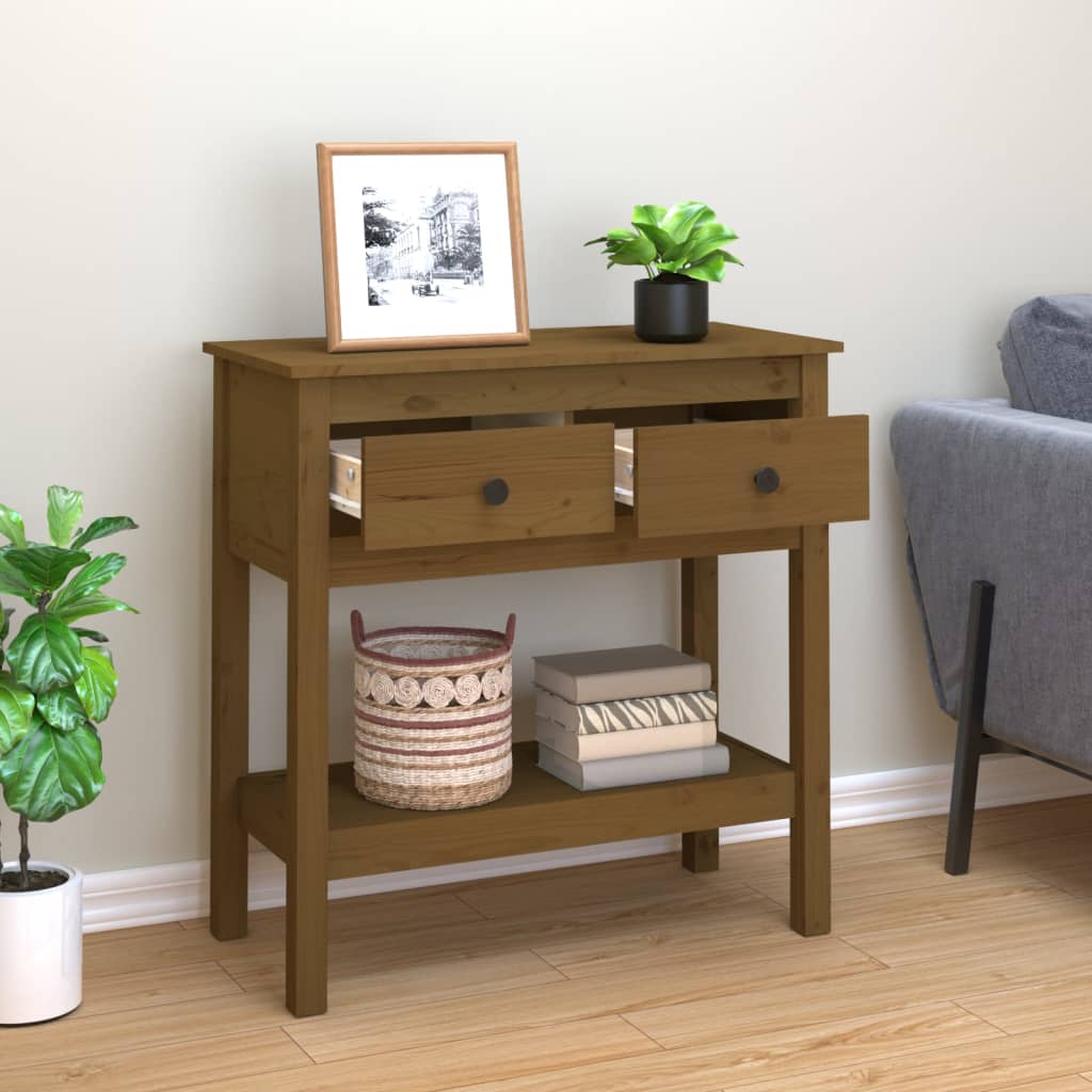 Konsolipöytä hunajanruskea 75x35x75 cm täysi mänty - Sisustajankoti.fi