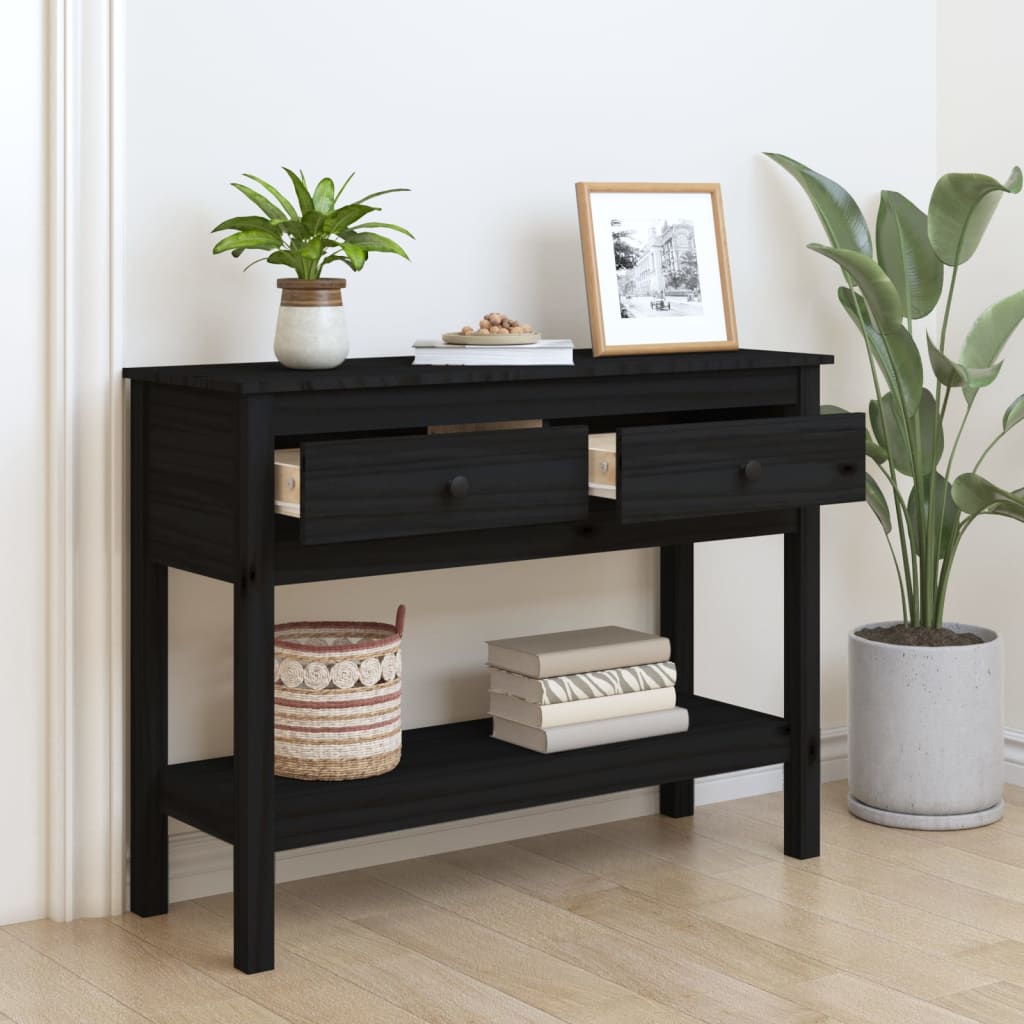 Konsolipöytä musta 100x35x75 cm täysi mänty - Sisustajankoti.fi