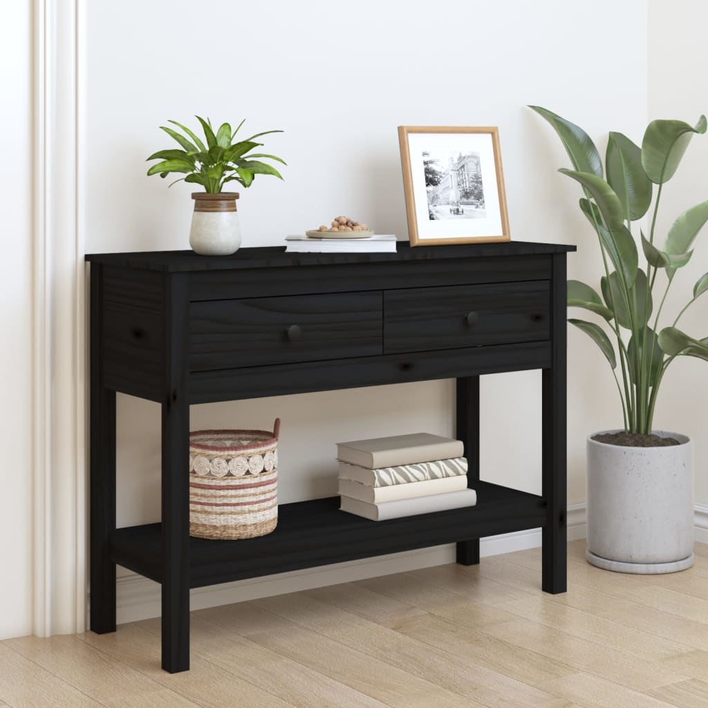 Konsolipöytä musta 100x35x75 cm täysi mänty - Sisustajankoti.fi