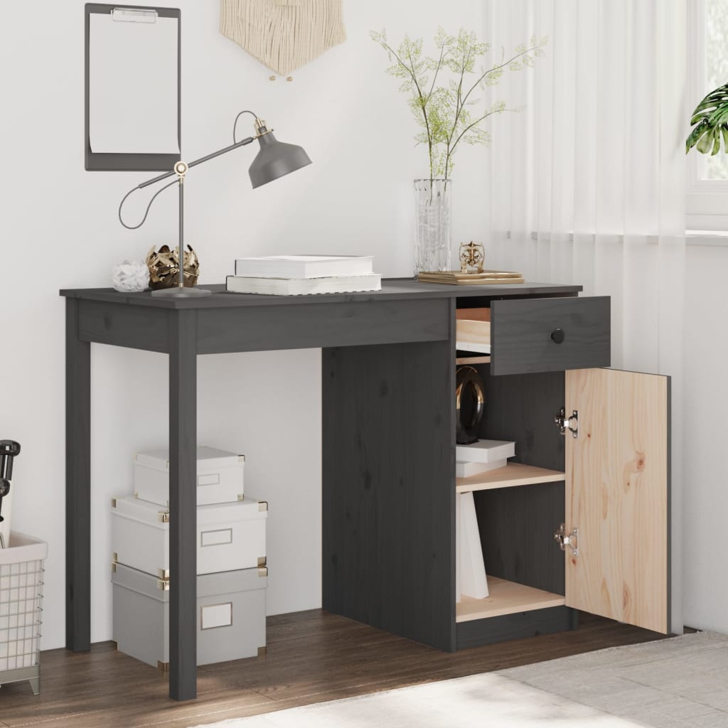 Työpöytä harmaa 100x50x75 cm täysi mänty - Sisustajankoti.fi