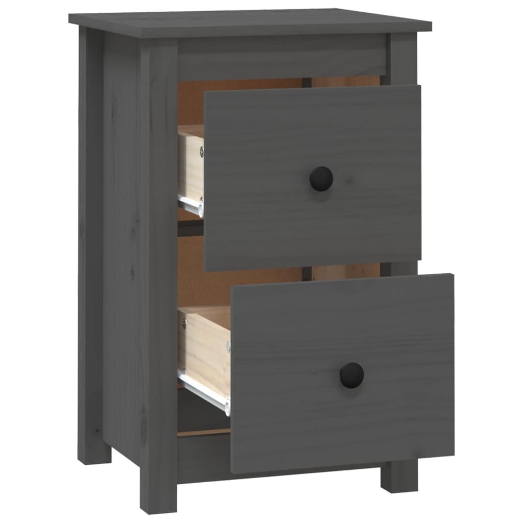 Yöpöydät 2 kpl harmaa 40x35x61,5 cm täysi mänty - Sisustajankoti.fi