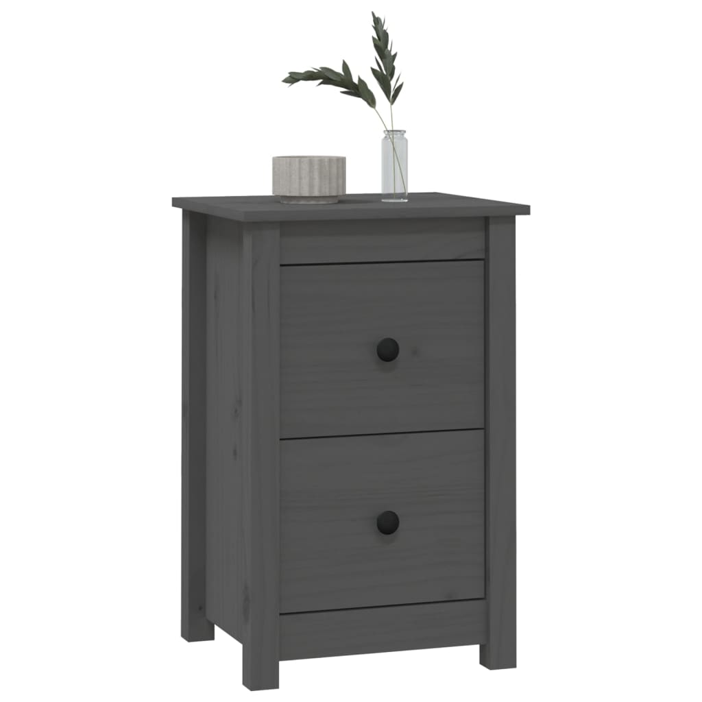 Yöpöydät 2 kpl harmaa 40x35x61,5 cm täysi mänty - Sisustajankoti.fi
