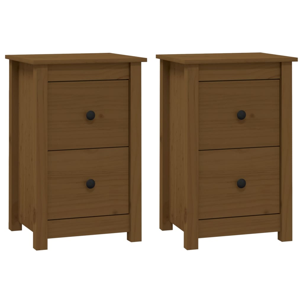Yöpöydät 2 kpl hunajanruskea 40x35x61,5 cm täysi mänty - Sisustajankoti.fi