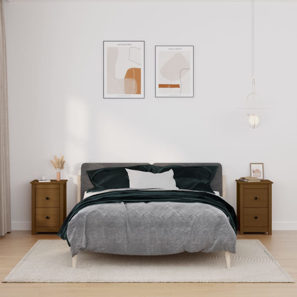 Yöpöydät 2 kpl hunajanruskea 40x35x61,5 cm täysi mänty - Sisustajankoti.fi