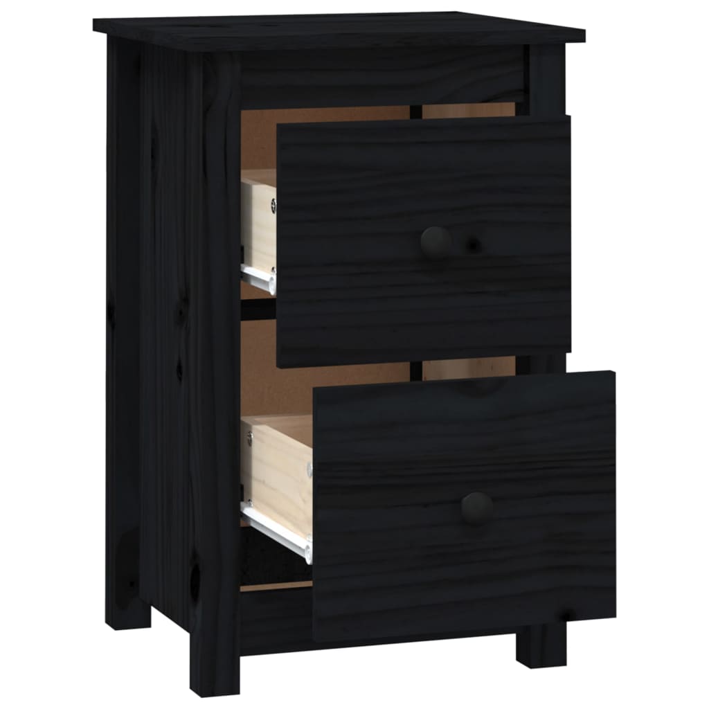 Yöpöydät 2 kpl musta 40x35x61,5 cm täysi mänty - Sisustajankoti.fi