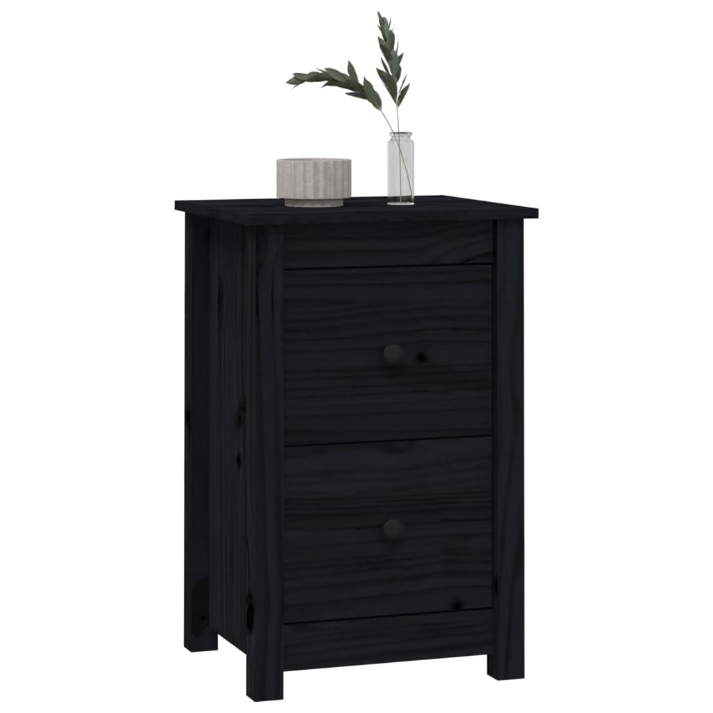 Yöpöydät 2 kpl musta 40x35x61,5 cm täysi mänty - Sisustajankoti.fi