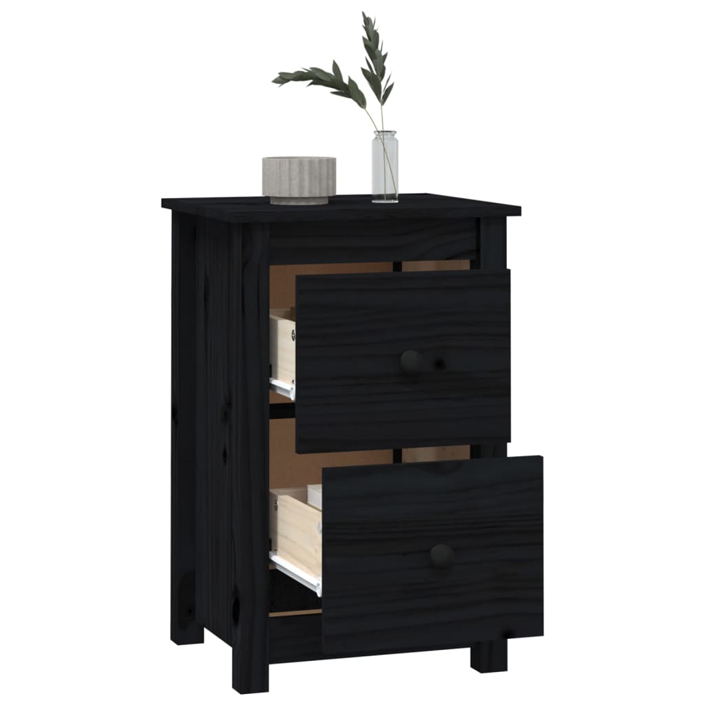Yöpöydät 2 kpl musta 40x35x61,5 cm täysi mänty - Sisustajankoti.fi