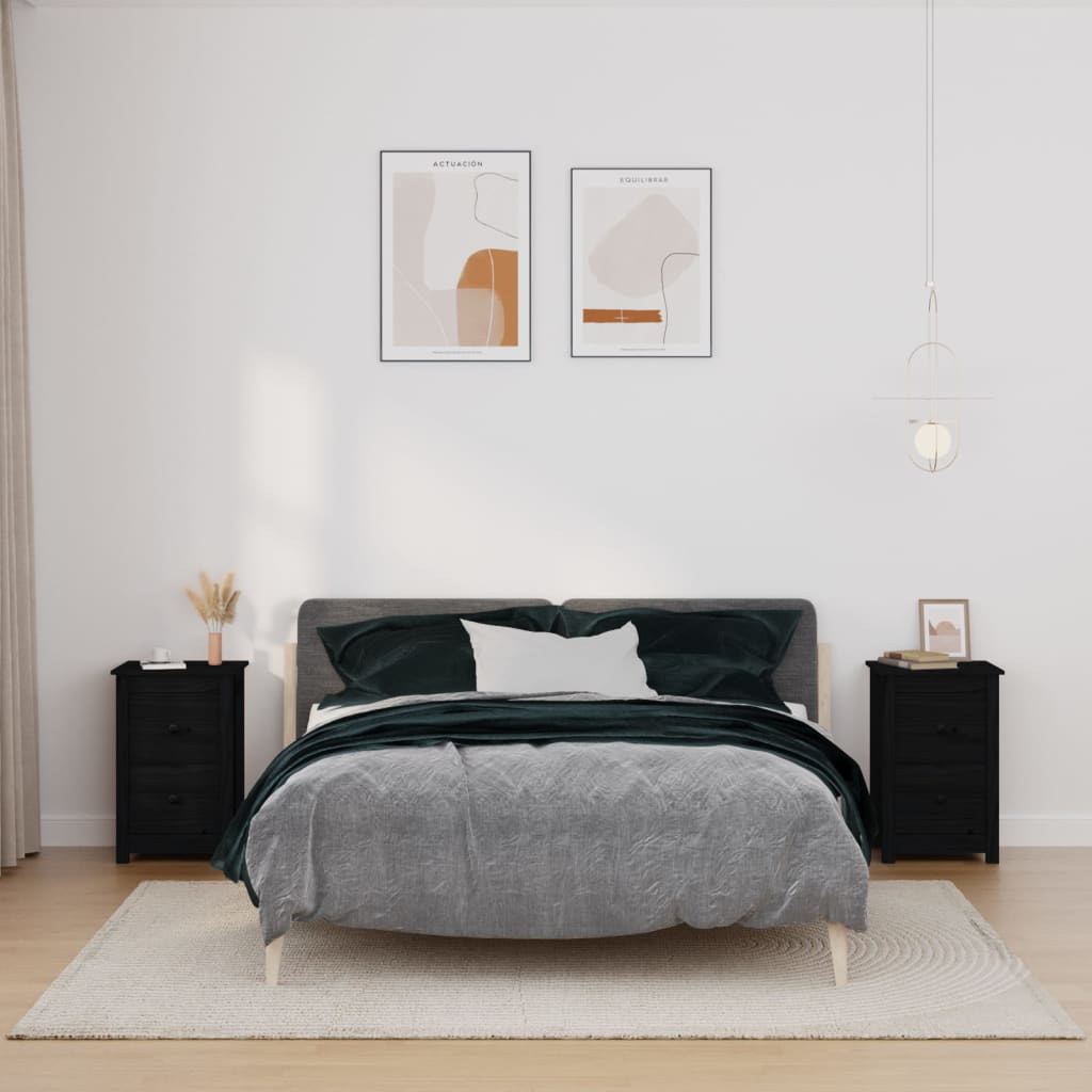 Yöpöydät 2 kpl musta 40x35x61,5 cm täysi mänty - Sisustajankoti.fi