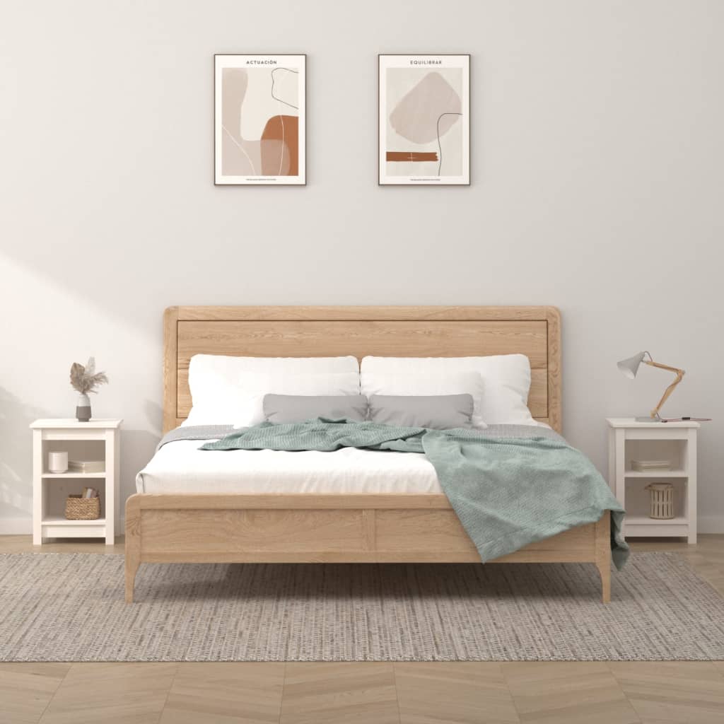 Yöpöydät 2 kpl valkoinen 40x35x55 cm täysi mänty - Sisustajankoti.fi