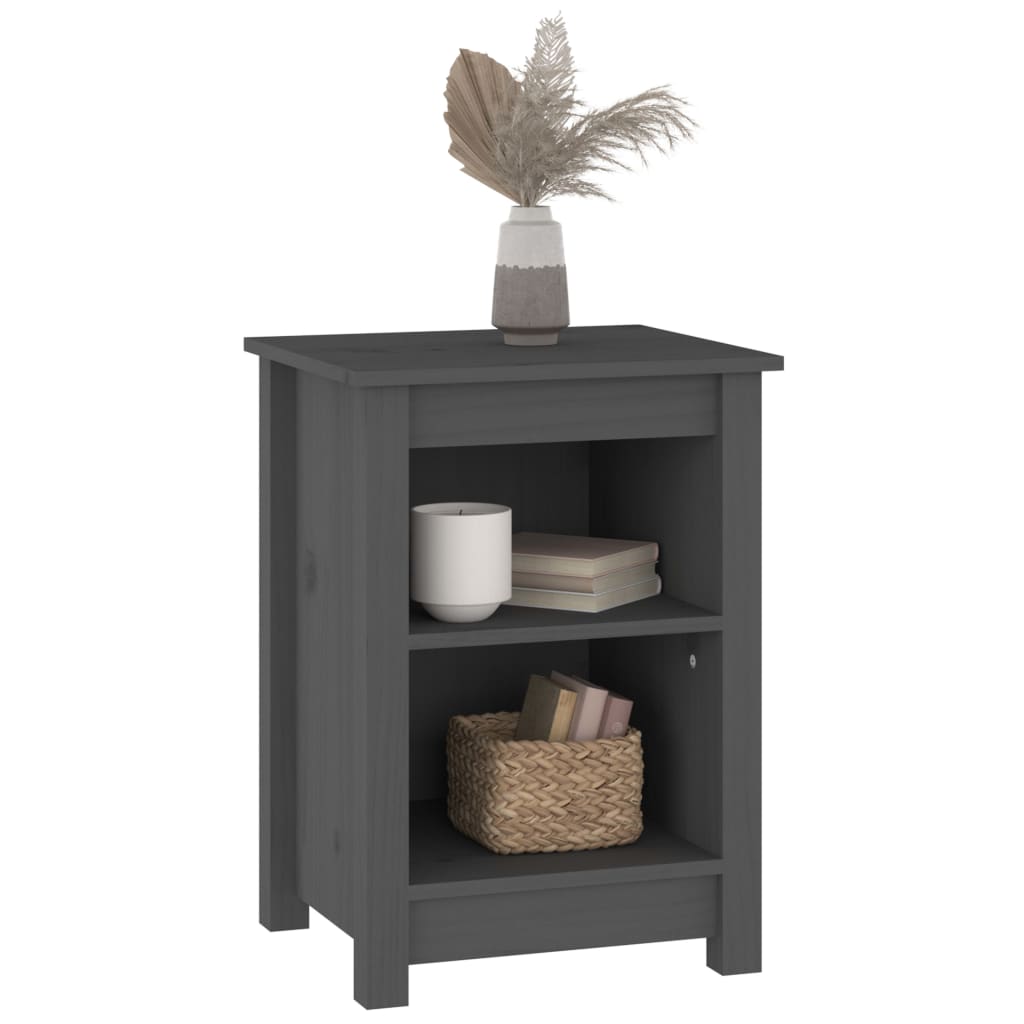 Yöpöydät 2 kpl harmaa 40x35x55 cm täysi mänty - Sisustajankoti.fi