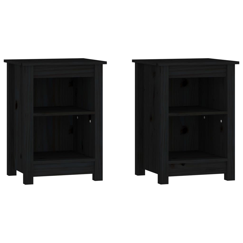 Yöpöydät 2 kpl musta 40x35x55 cm täysi mänty - Sisustajankoti.fi