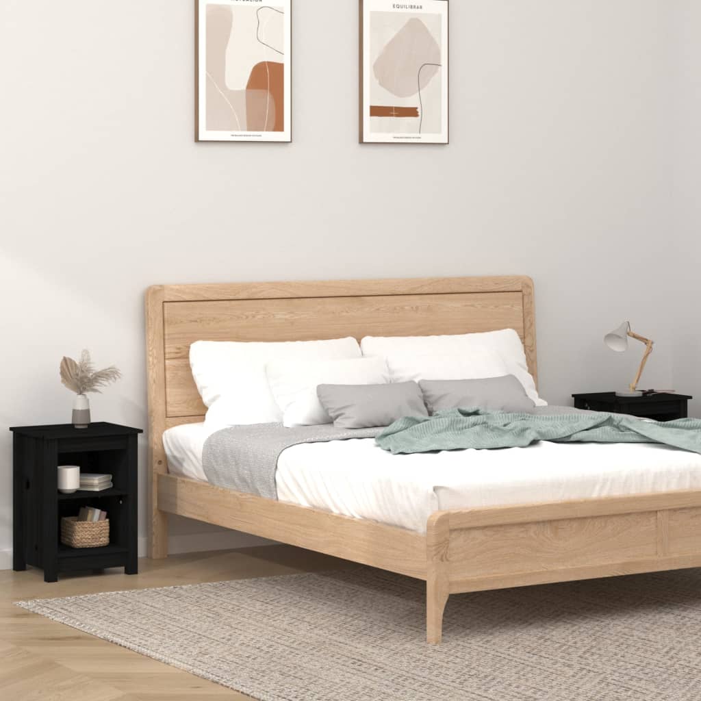 Yöpöydät 2 kpl musta 40x35x55 cm täysi mänty - Sisustajankoti.fi