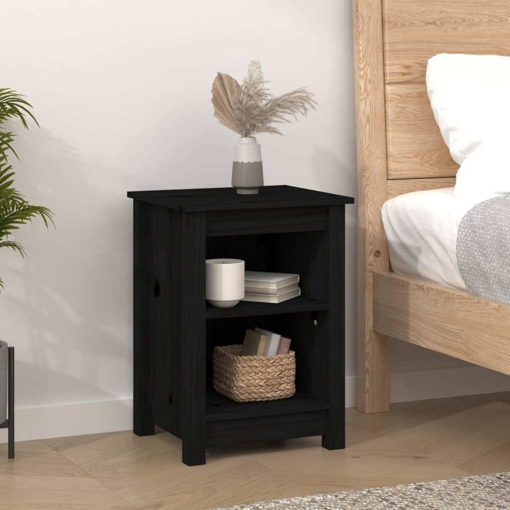 Yöpöydät 2 kpl musta 40x35x55 cm täysi mänty - Sisustajankoti.fi