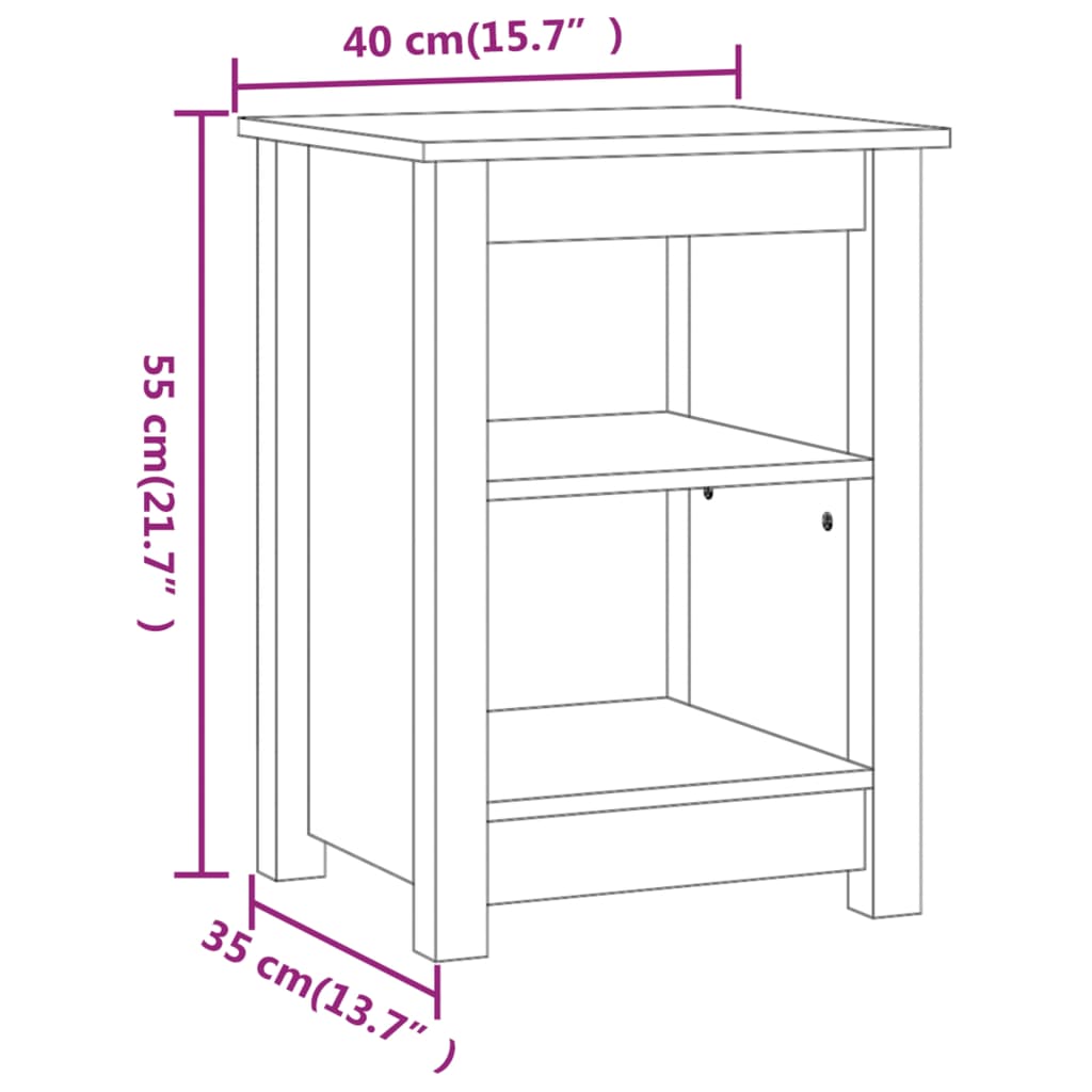 Yöpöydät 2 kpl musta 40x35x55 cm täysi mänty - Sisustajankoti.fi