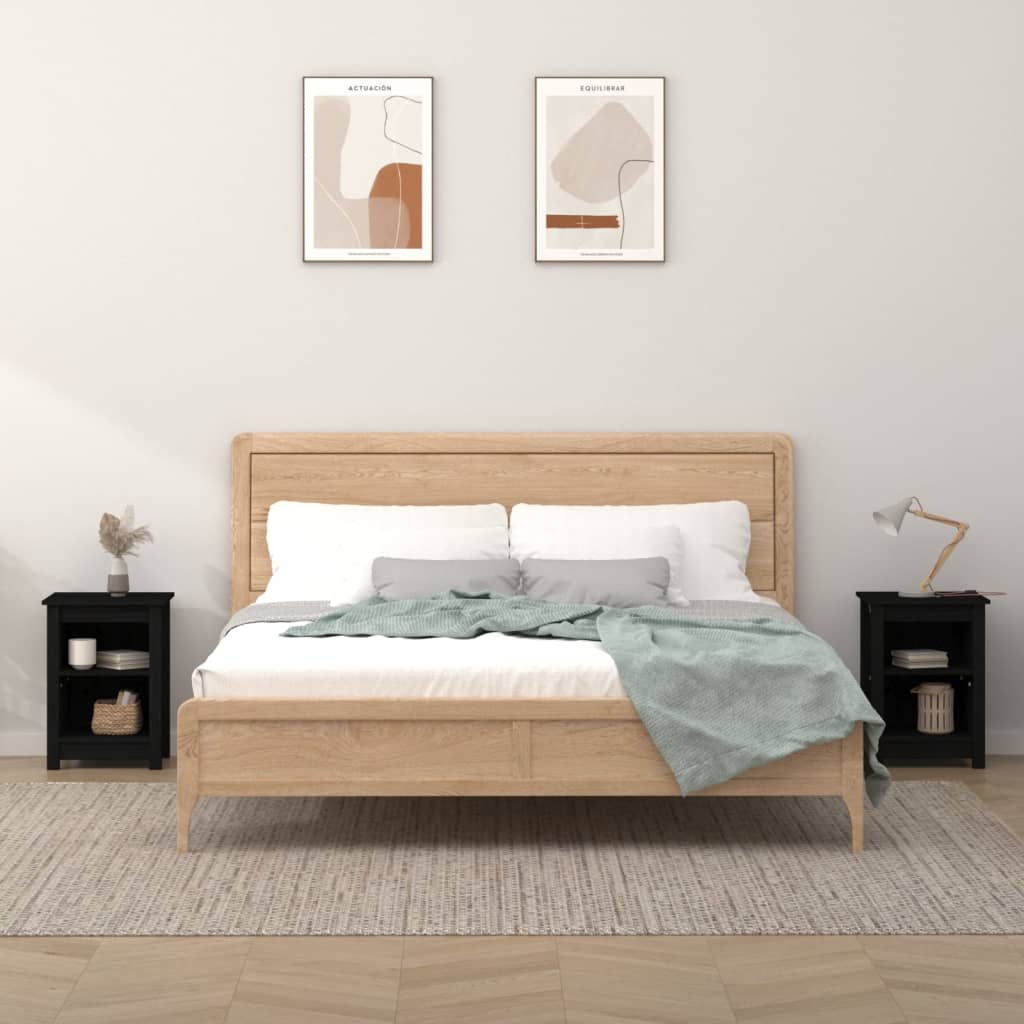 Yöpöydät 2 kpl musta 40x35x55 cm täysi mänty - Sisustajankoti.fi