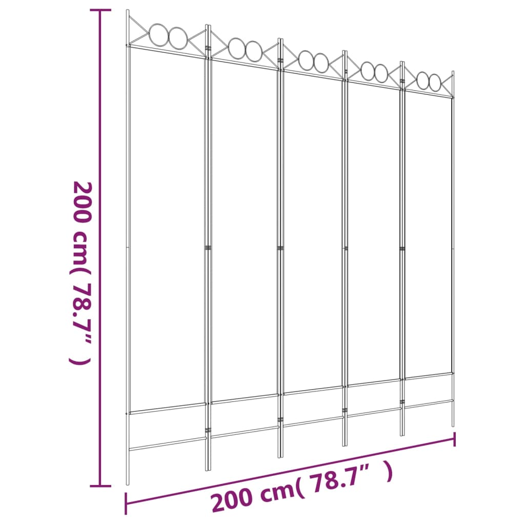 5-paneelinen Tilanjakaja musta 200x200 cm kangas - Sisustajankoti.fi
