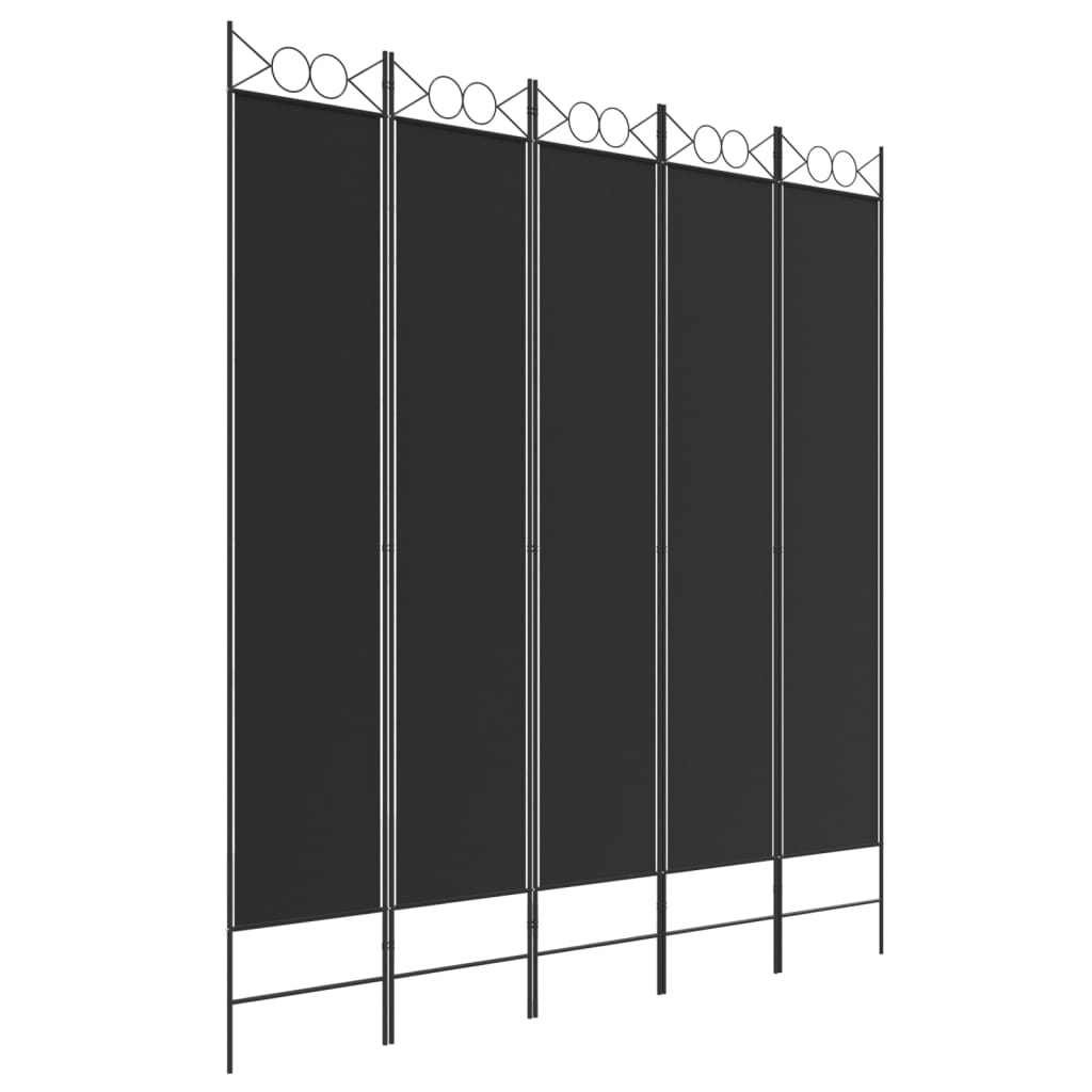 5-paneelinen Tilanjakaja musta 200x220 cm kangas - Sisustajankoti.fi