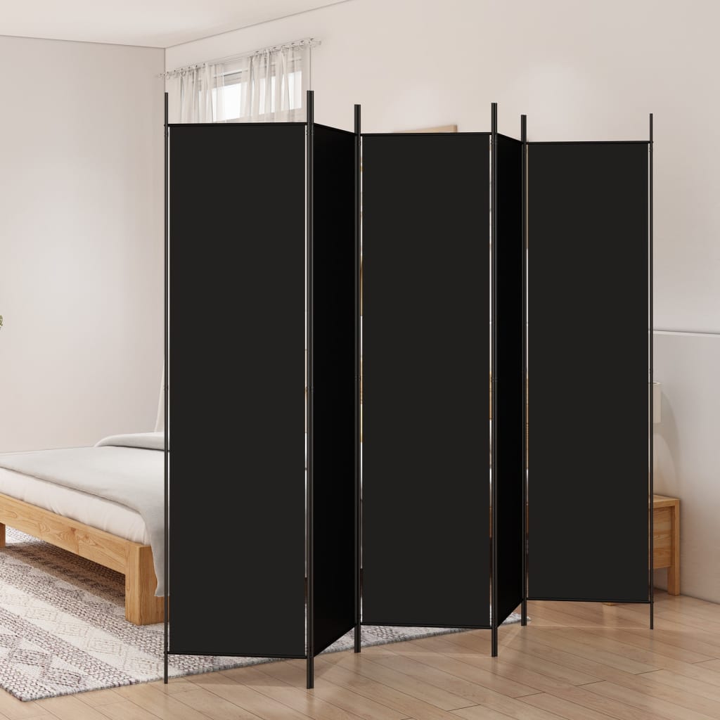 5-paneelinen Tilanjakaja musta 250x200 cm kangas - Sisustajankoti.fi