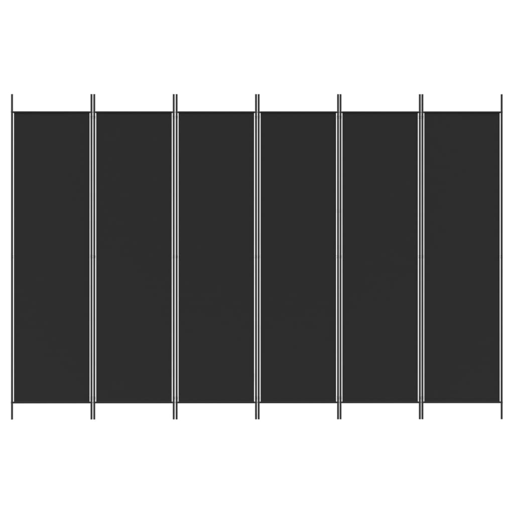 6-paneelinen Tilanjakaja musta 300x200 cm kangas - Sisustajankoti.fi