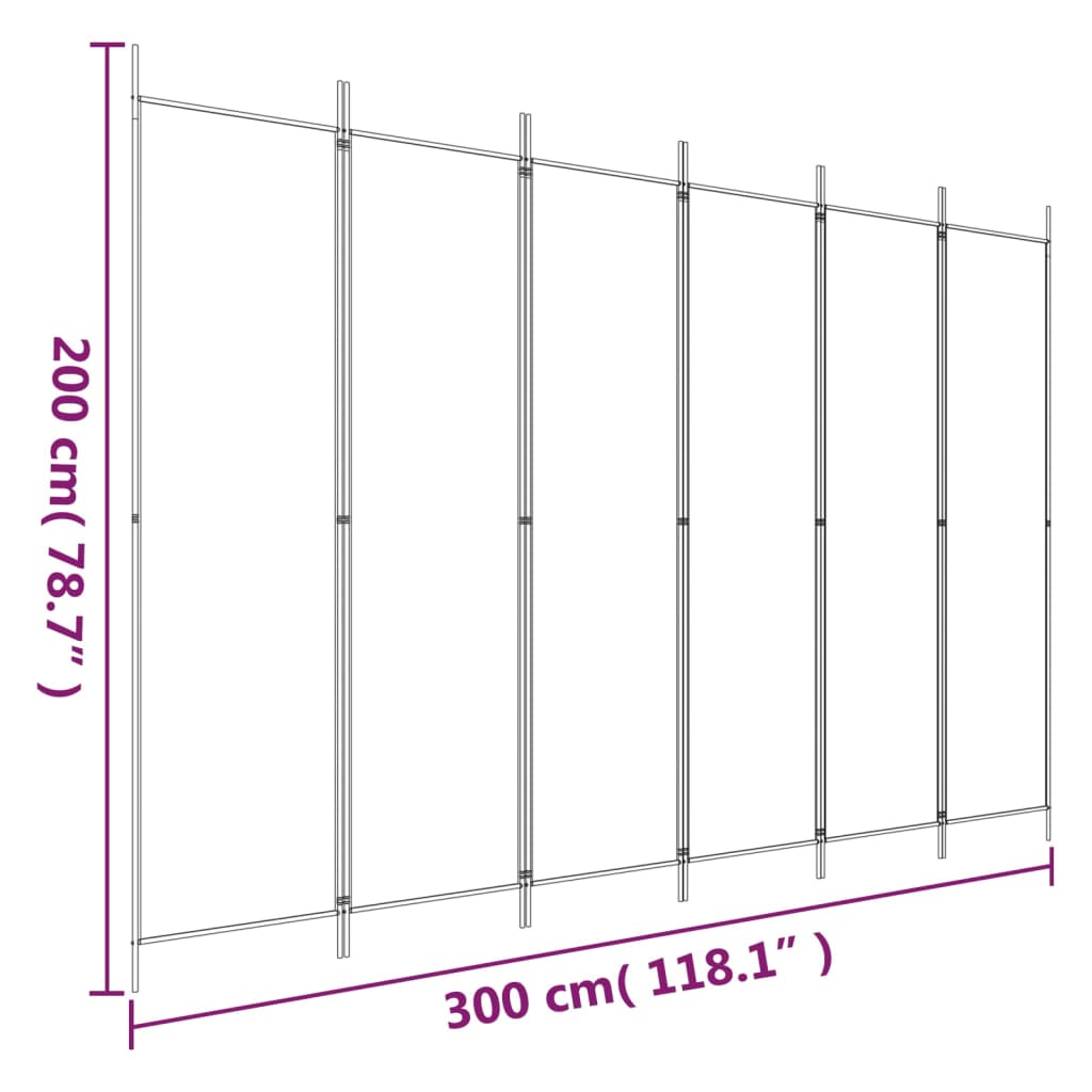 6-paneelinen Tilanjakaja musta 300x200 cm kangas - Sisustajankoti.fi