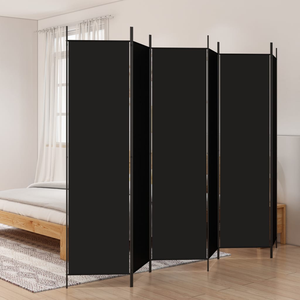 6-paneelinen Tilanjakaja musta 300x200 cm kangas - Sisustajankoti.fi