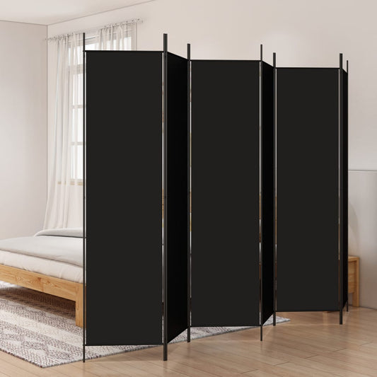 6-paneelinen Tilanjakaja musta 300x200 cm kangas - Sisustajankoti.fi