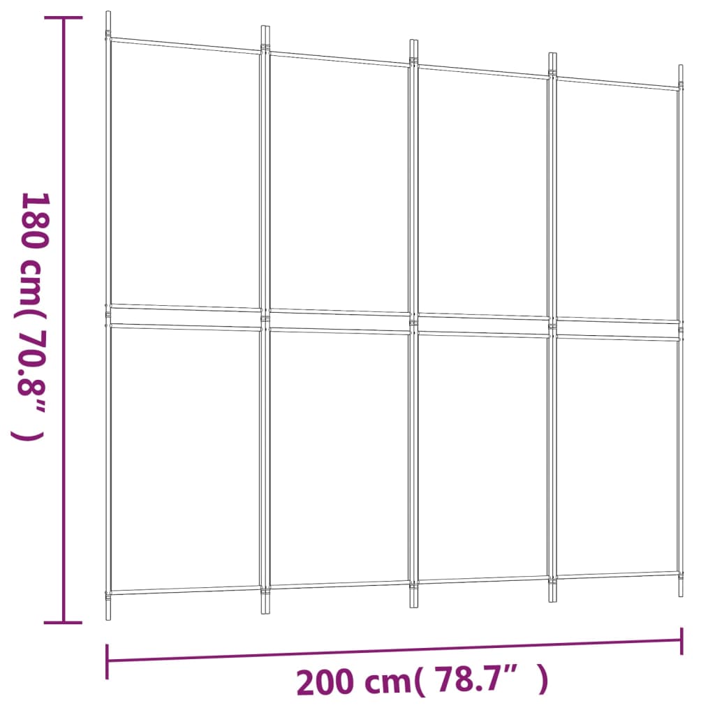 4-paneelinen Tilanjakaja musta 200x180 cm kangas - Sisustajankoti.fi
