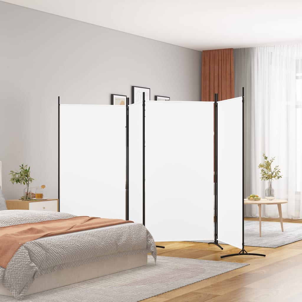 4-paneelinen Tilanjakaja valkoinen 346x180 cm kangas - Sisustajankoti.fi