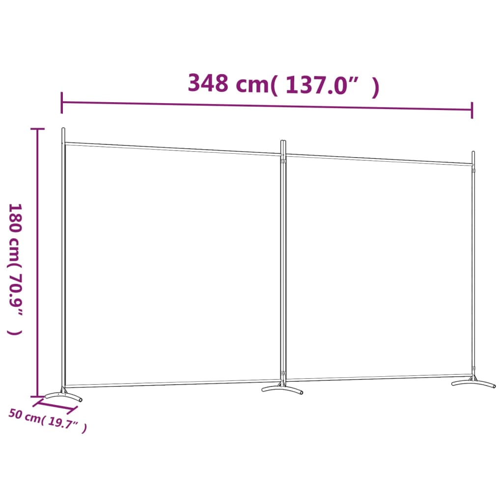 2-paneelinen Tilanjakaja musta 348x180 cm kangas - Sisustajankoti.fi