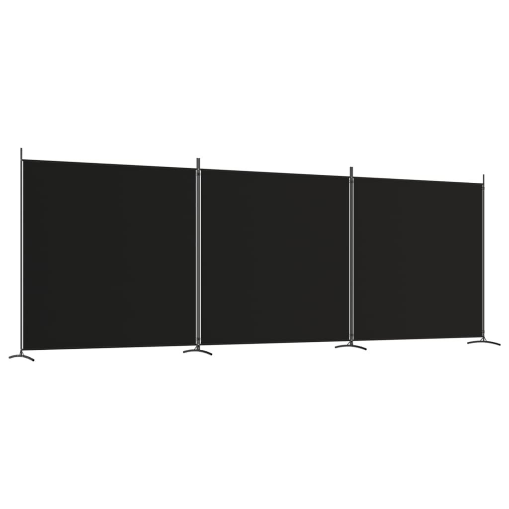 3-paneelinen Tilanjakaja musta 525x180 cm kangas - Sisustajankoti.fi