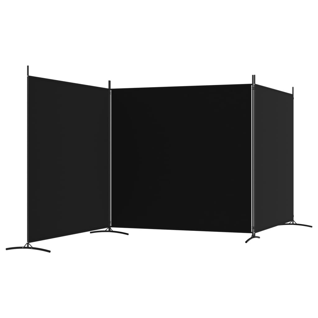 3-paneelinen Tilanjakaja musta 525x180 cm kangas - Sisustajankoti.fi