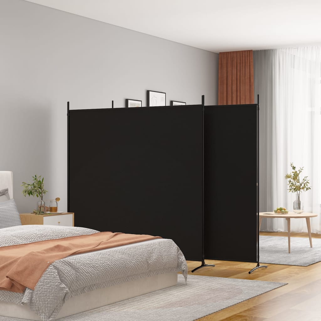 3-paneelinen Tilanjakaja musta 525x180 cm kangas - Sisustajankoti.fi