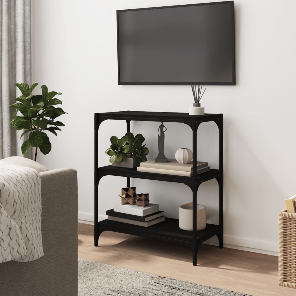 Kirjahylly musta 60x33x70,5 cm tekninen puu ja teräs - Sisustajankoti.fi