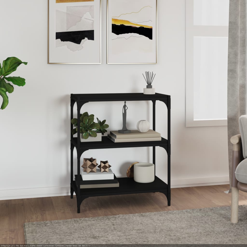 Kirjahylly musta 60x33x70,5 cm tekninen puu ja teräs - Sisustajankoti.fi