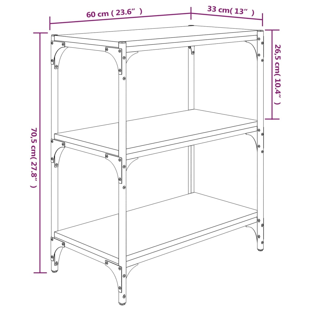 Kirjahylly Sonoma-tammi 60x33x70,5 cm tekninen puu ja teräs - Sisustajankoti.fi