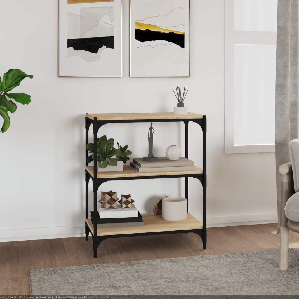 Kirjahylly Sonoma-tammi 60x33x70,5 cm tekninen puu ja teräs - Sisustajankoti.fi