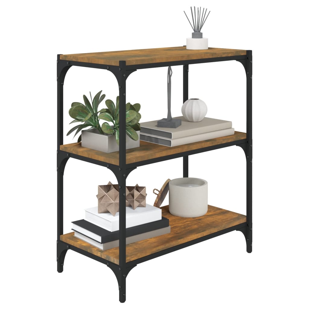 Kirjahylly savutammi 60x33x70,5 cm tekninen puu ja teräs - Sisustajankoti.fi