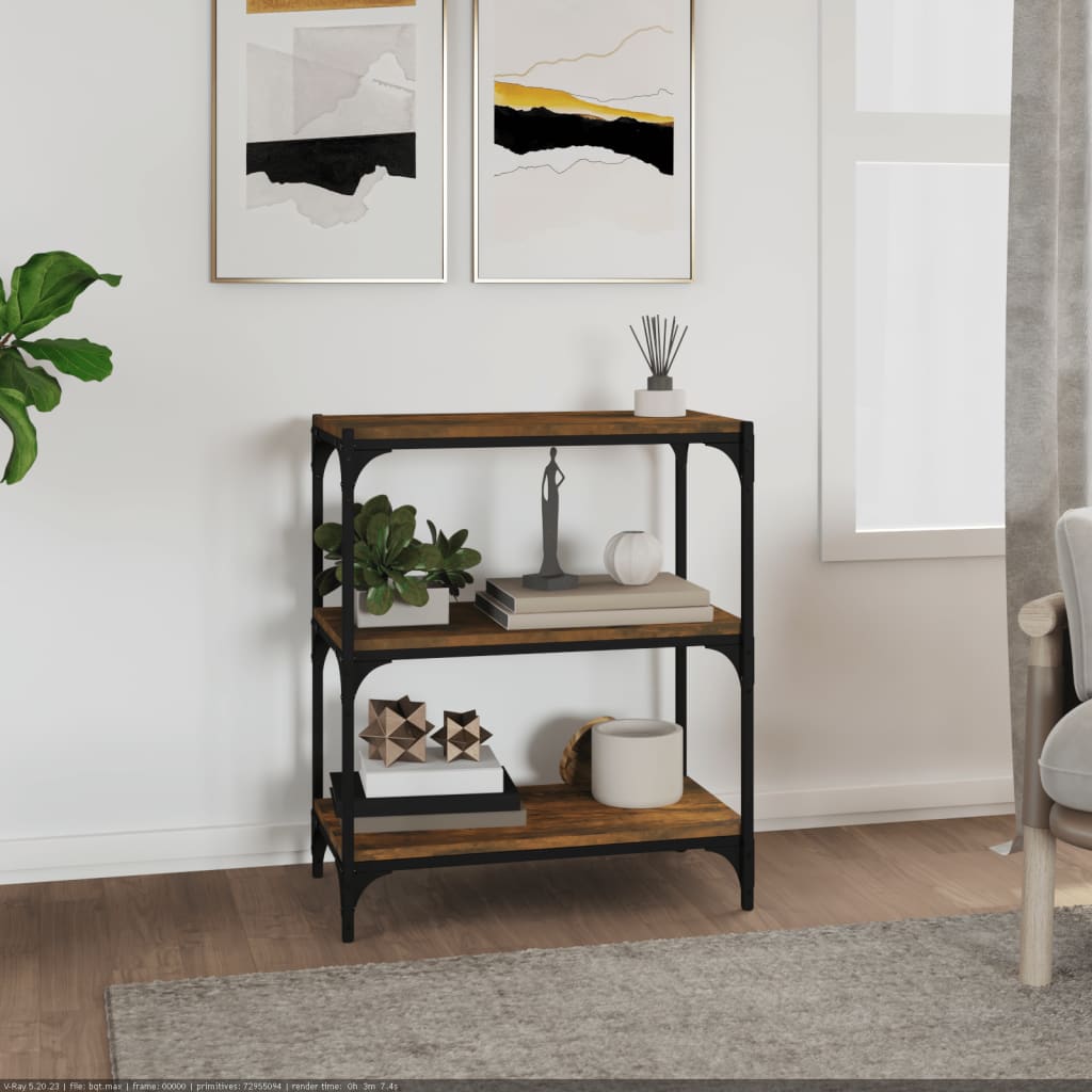 Kirjahylly savutammi 60x33x70,5 cm tekninen puu ja teräs - Sisustajankoti.fi