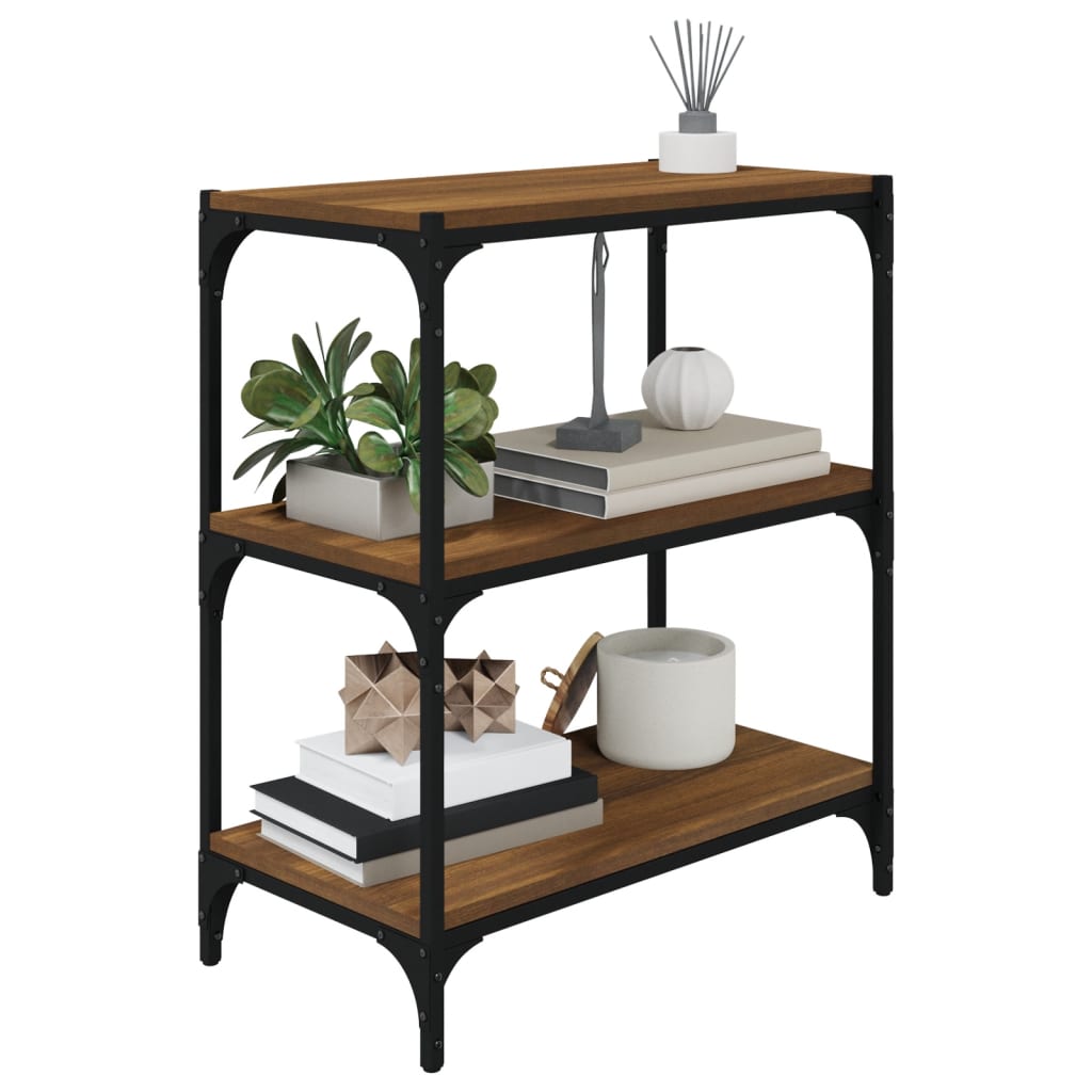 Kirjahylly ruskea tammi 60x33x70,5 cm tekninen puu ja teräs - Sisustajankoti.fi