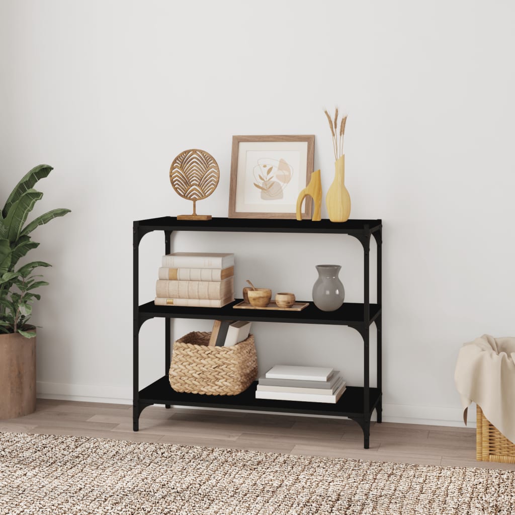 Kirjahylly musta 80x33x70,5 cm tekninen puu ja teräs - Sisustajankoti.fi