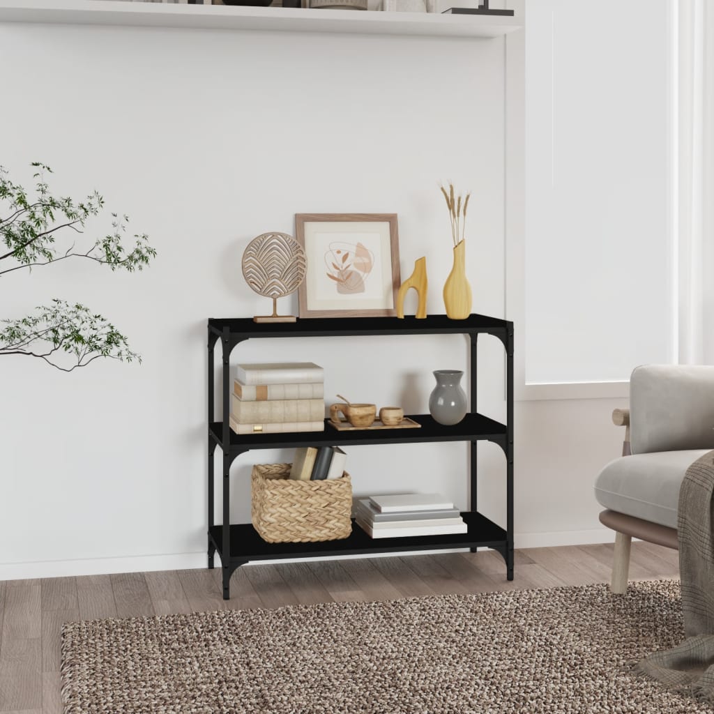 Kirjahylly musta 80x33x70,5 cm tekninen puu ja teräs - Sisustajankoti.fi