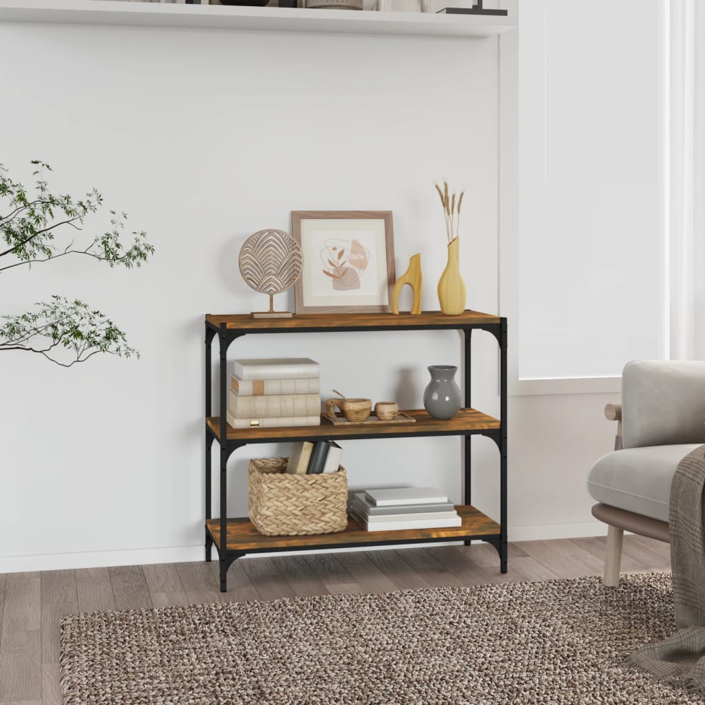 Kirjahylly savutammi 80x33x70,5 cm tekninen puu ja teräs - Sisustajankoti.fi