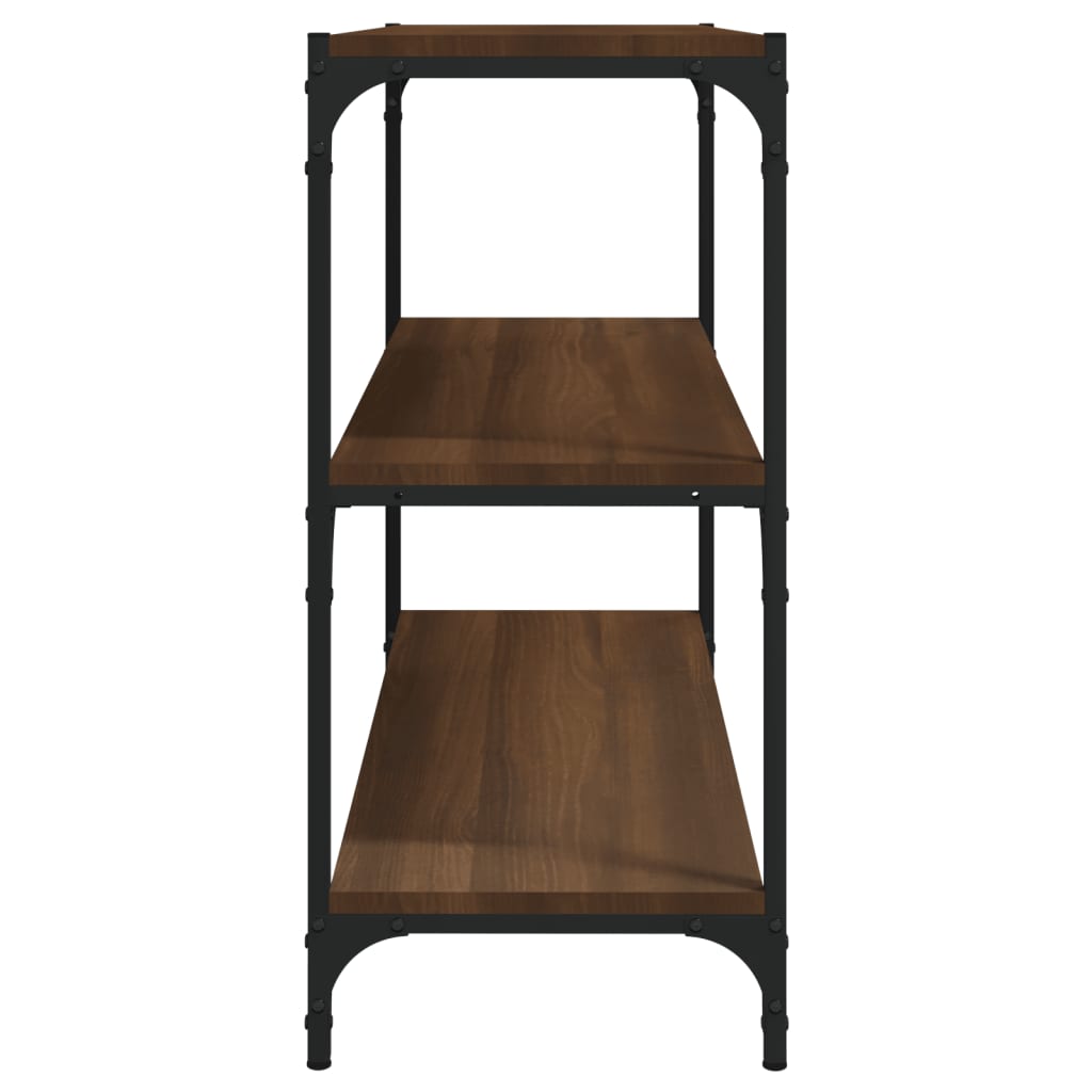 Kirjahylly ruskea tammi 80x33x70,5 cm tekninen puu ja teräs - Sisustajankoti.fi