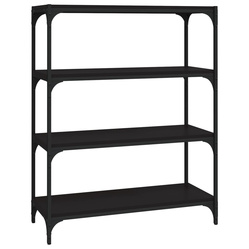 Kirjahylly musta 80x33x100 cm tekninen puu ja teräs - Sisustajankoti.fi