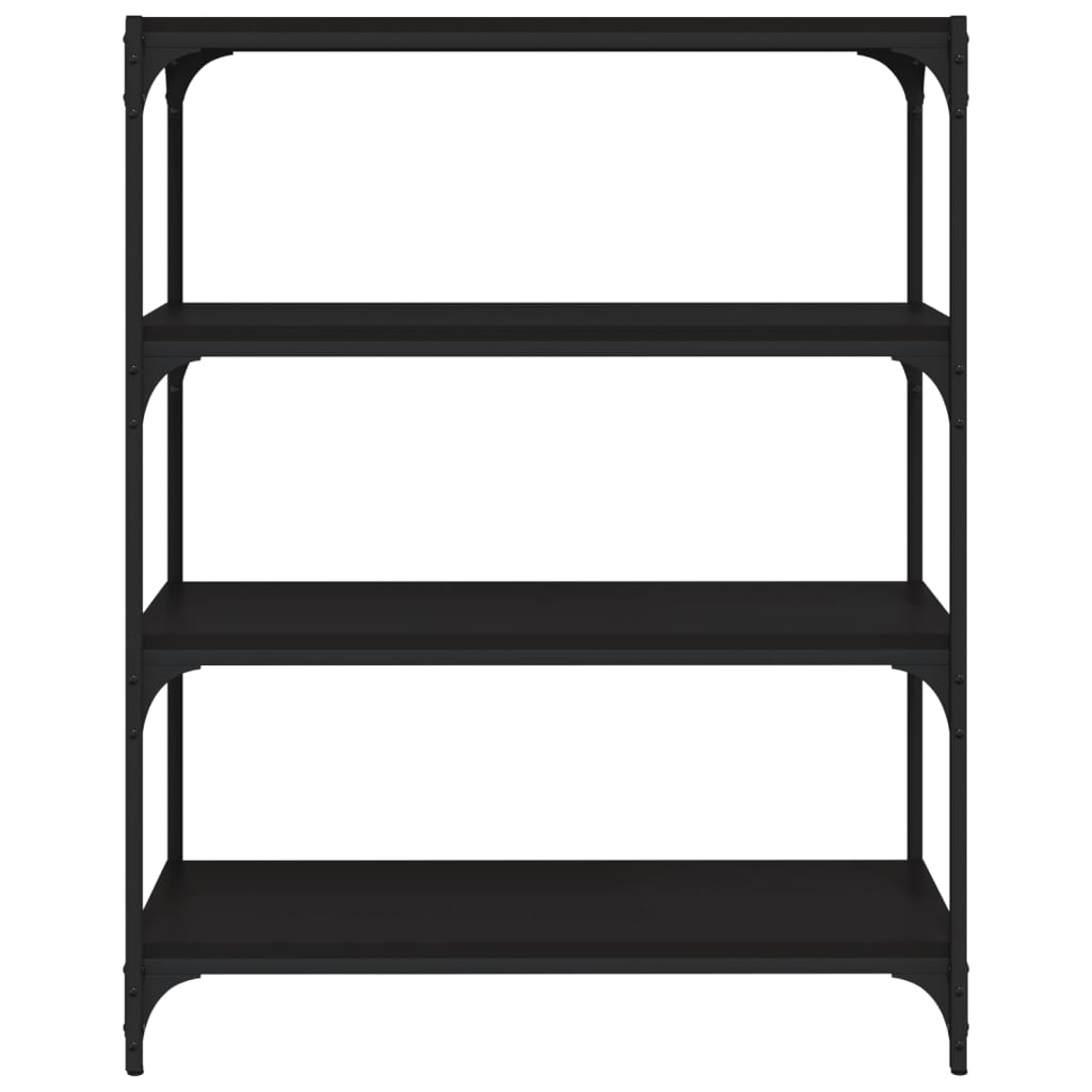 Kirjahylly musta 80x33x100 cm tekninen puu ja teräs - Sisustajankoti.fi