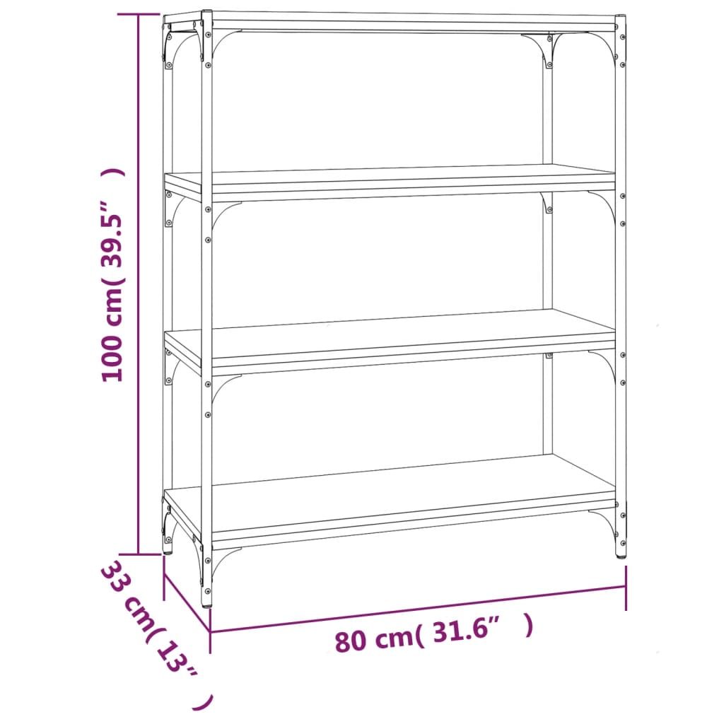 TV-taso Sonoma-tammi 80x33x100 cm tekninen puu ja teräs - Sisustajankoti.fi