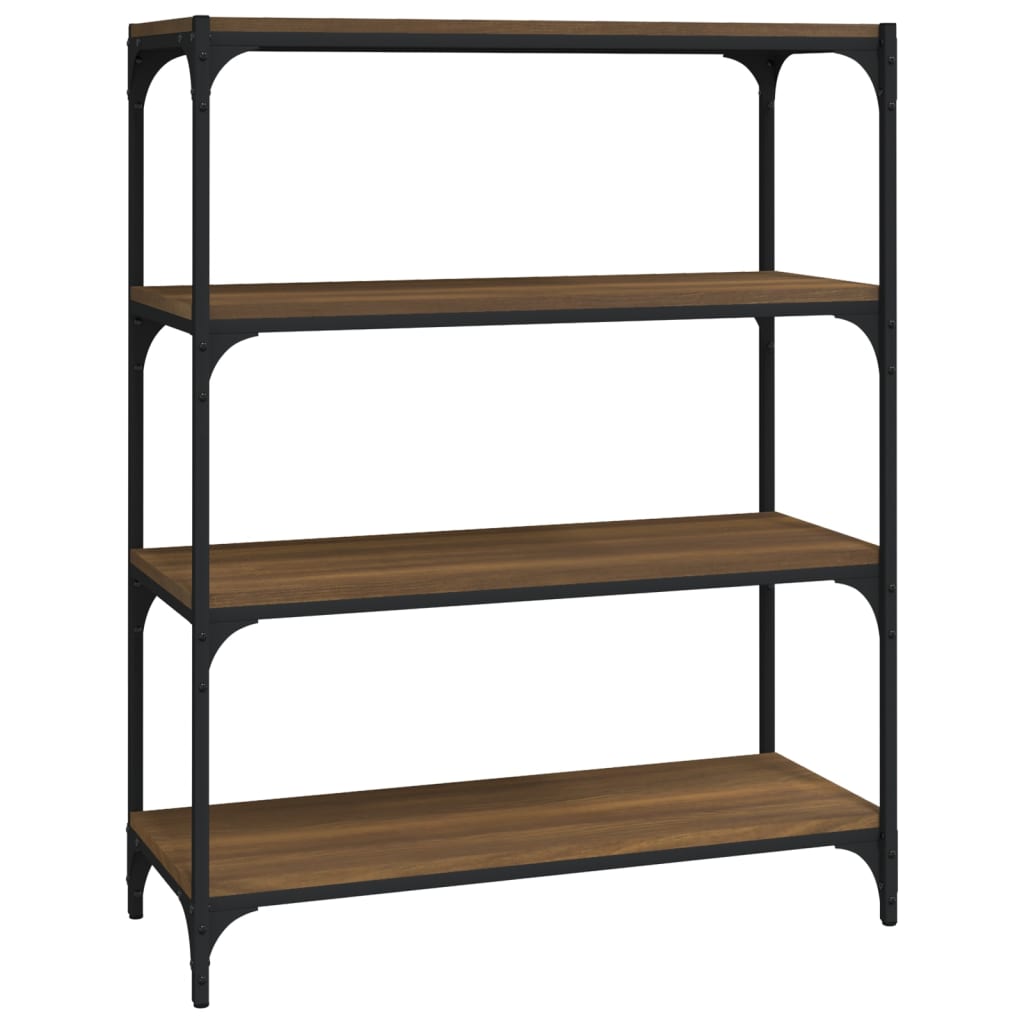 Kirjahylly ruskea tammi 80x33x100 cm tekninen puu ja teräs - Sisustajankoti.fi
